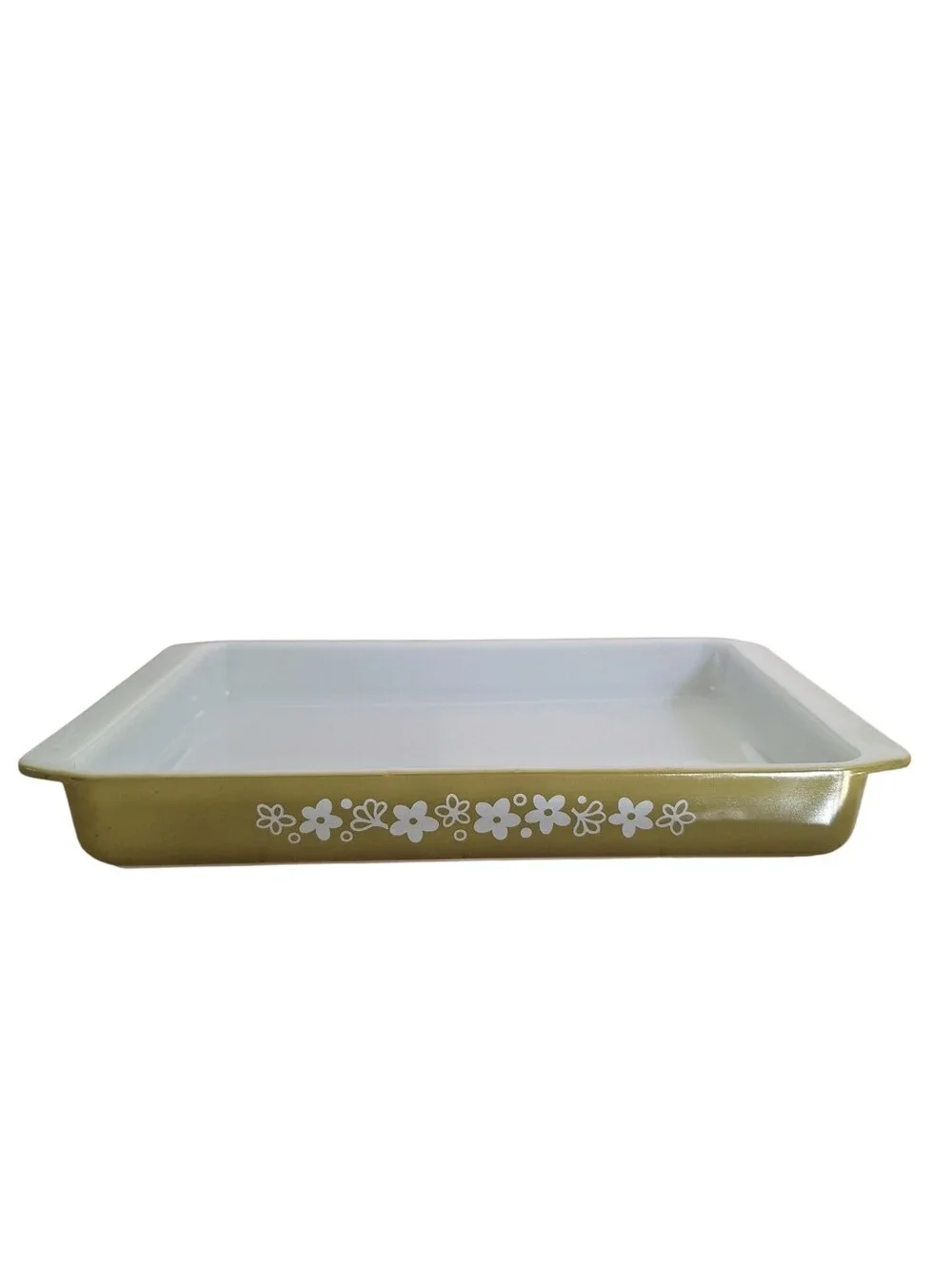 Vintage Pyrex Spring Blossom Green Baking Dish Lasagna Pan 